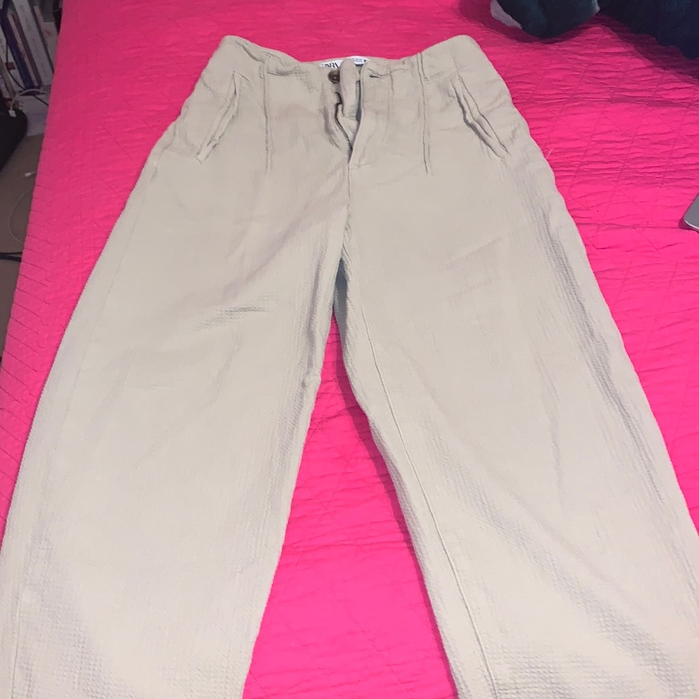 Zara Tan High-Waisted Pants